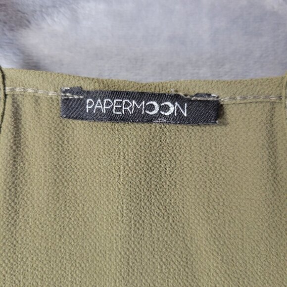 Papermoon Women’s Olive Green Surplice Tank Top Size S Sleeveless‎ Crossover - Picture 2 of 10